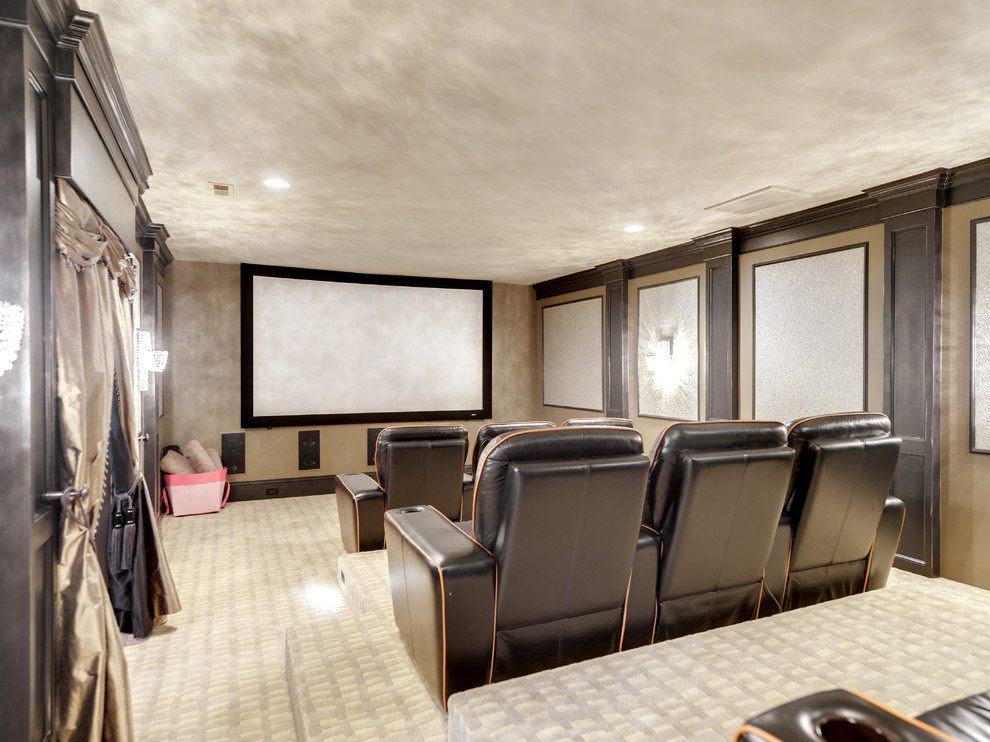 This is an example of a classic home cinema in Charlotte.