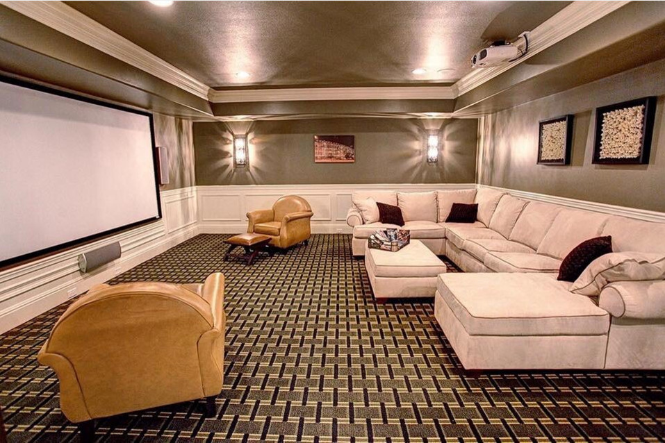 Home theater - transitional home theater idea in Other