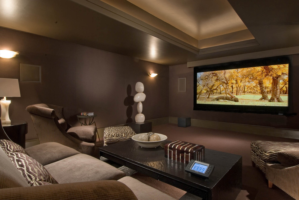 Inspiration for a contemporary enclosed home theater remodel in Dallas