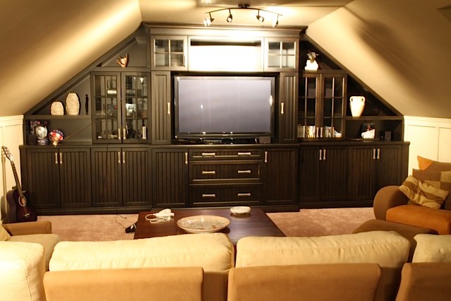 Inspiration for a timeless home theater remodel in Toronto