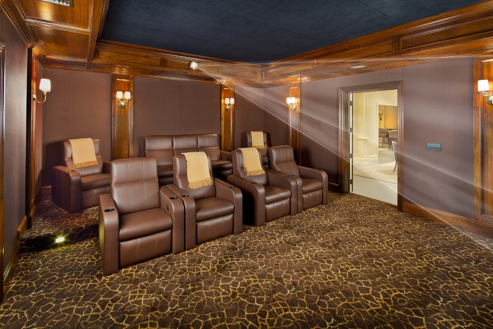 Inspiration for a traditional home cinema in New York.
