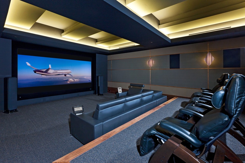 Photo of a modern home cinema in Los Angeles.
