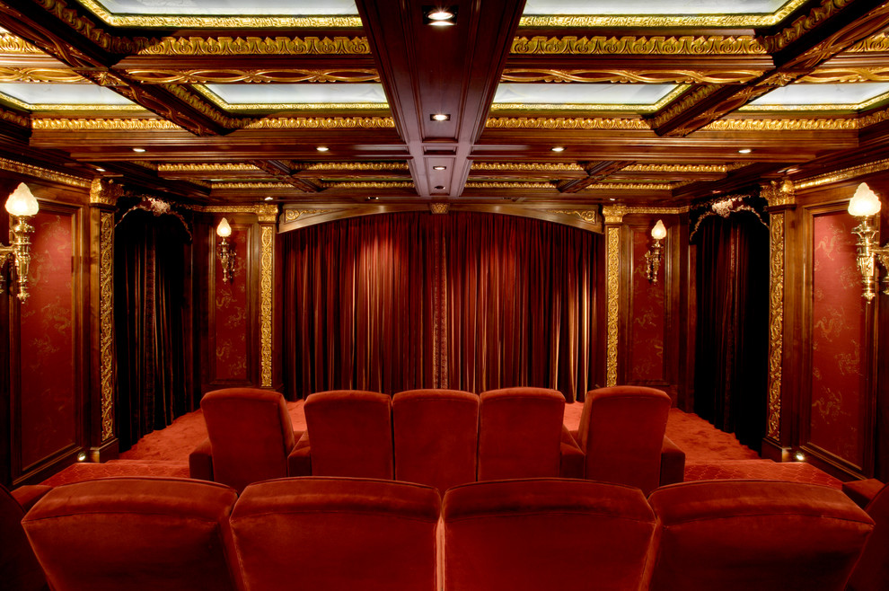 Design ideas for a classic home cinema in Austin.