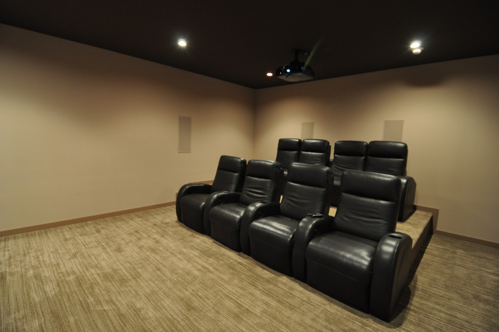 Example of a trendy home theater design in Dallas