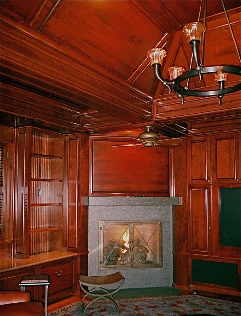 Example of a farmhouse home theater design in Detroit
