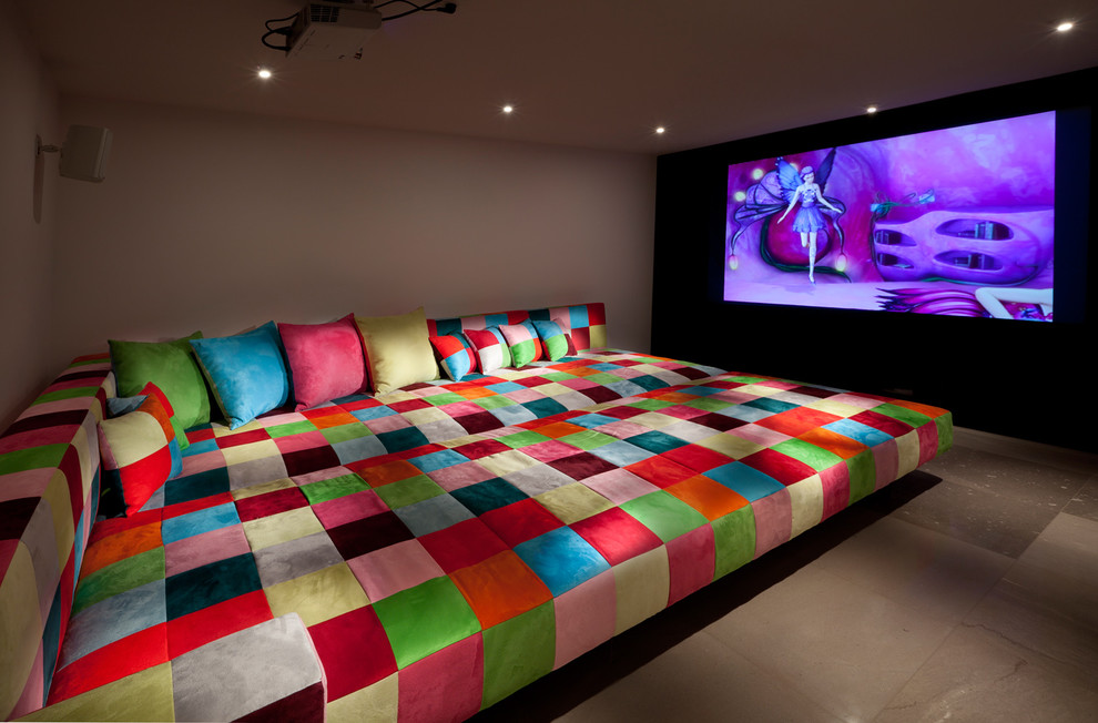 Design ideas for a bohemian home cinema in Other.