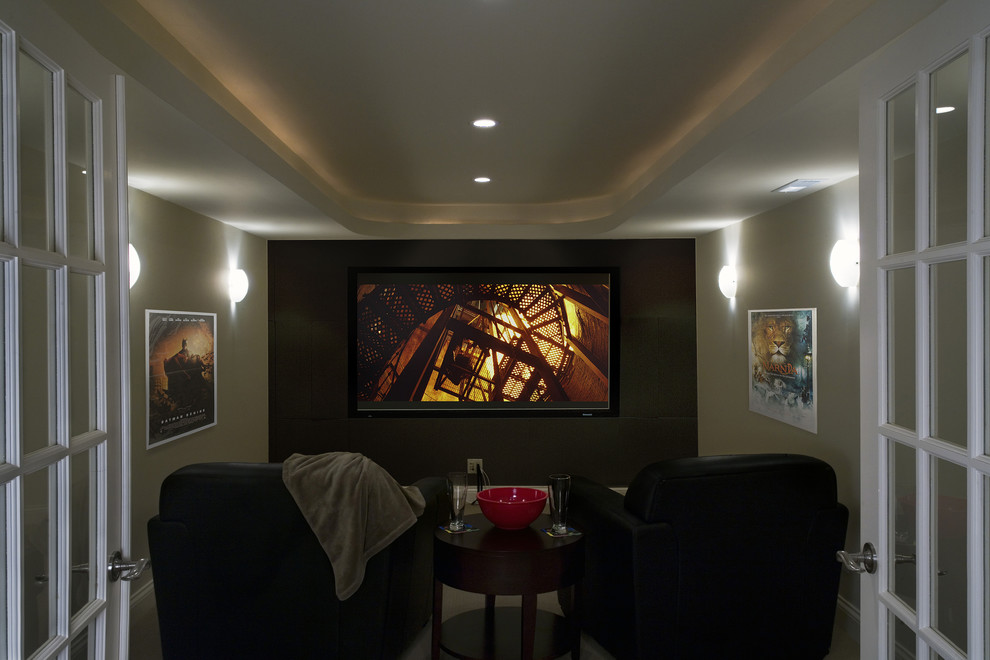 Design ideas for a classic home cinema in Chicago.