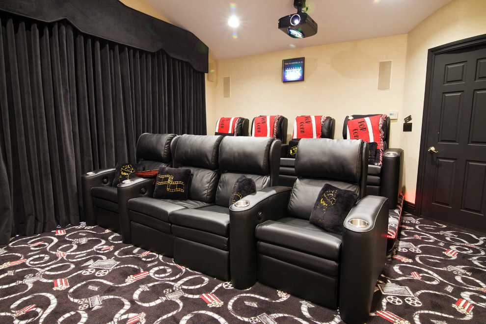Trendy home theater photo in Los Angeles