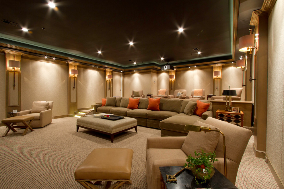 Inspiration for a contemporary home theater remodel in DC Metro