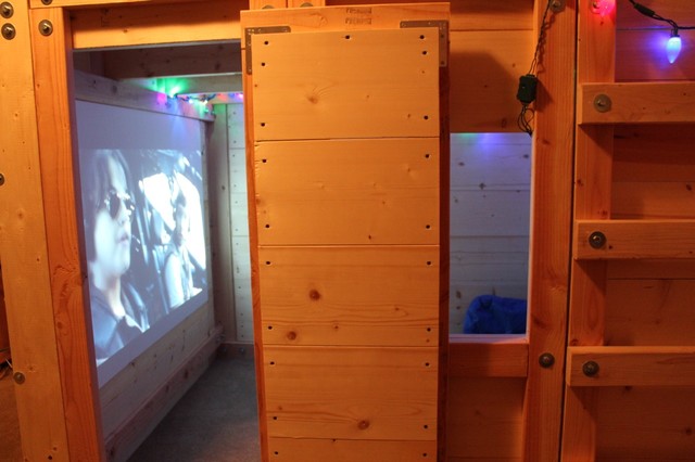 Micro Man Cave Rustic Home Cinema, Palmetto Bunk Beds
