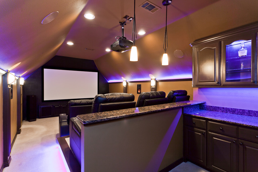 Modern Media Spaces Contemporary Home Theater Dallas by STELLAR