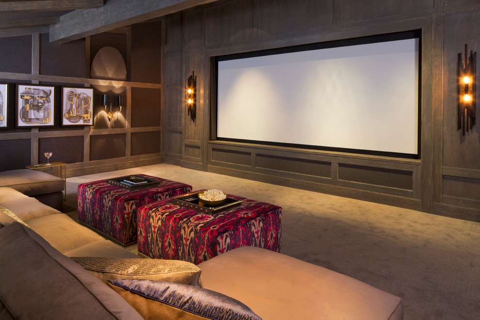 Inspiration for a 1960s home theater remodel in Los Angeles
