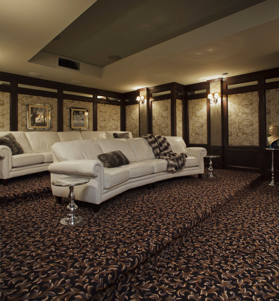 Example of a tuscan home theater design in Calgary