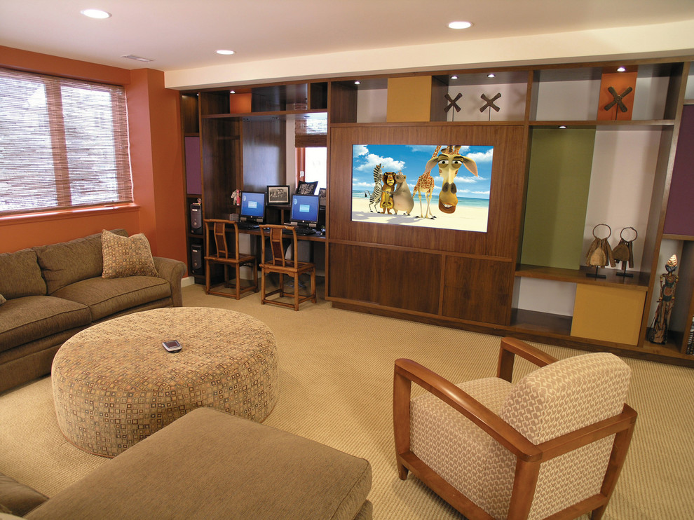 Home theater - eclectic home theater idea in Chicago