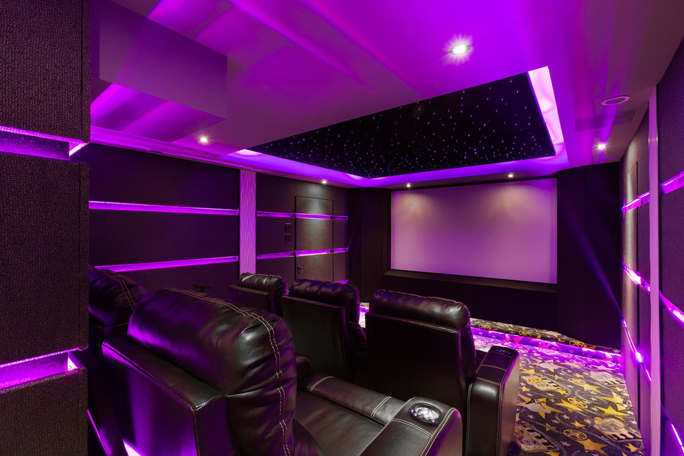 Inspiration for a modern home cinema in DC Metro.