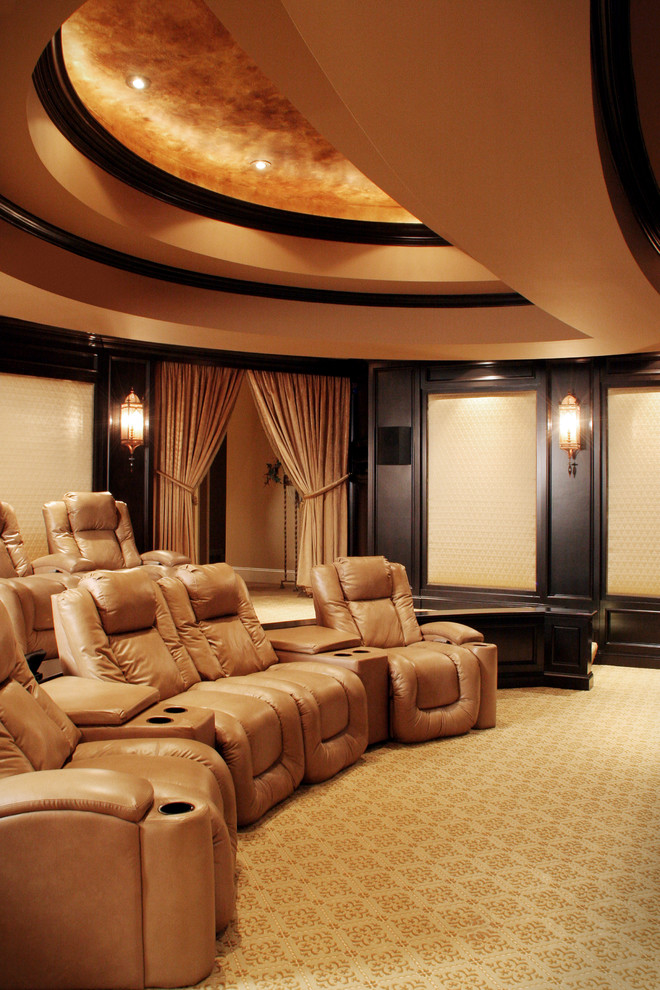 Example of a tuscan home theater design in Cleveland