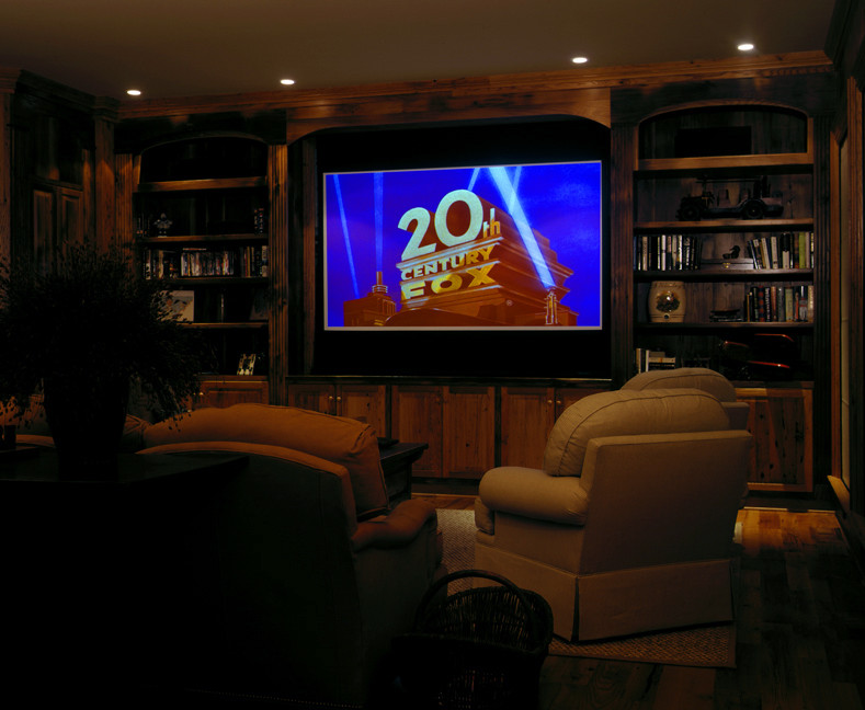 Photo of a traditional home cinema in Charleston.