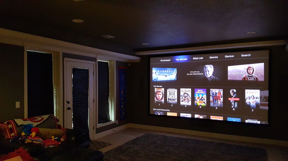 Olathe Man Cave Basement Finish Modern Home Theater Kansas City