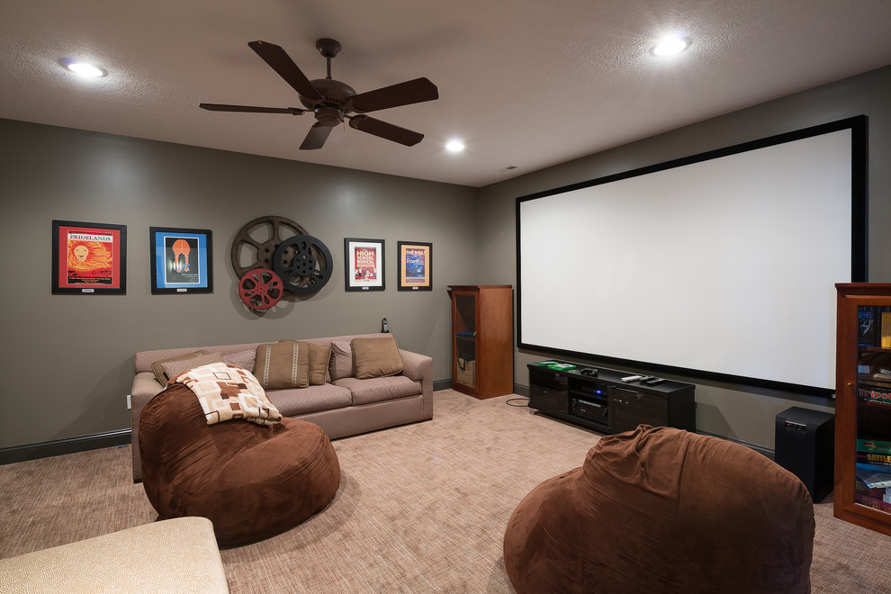 Old World Basement Theater Room Rustic Home Theater Indianapolis