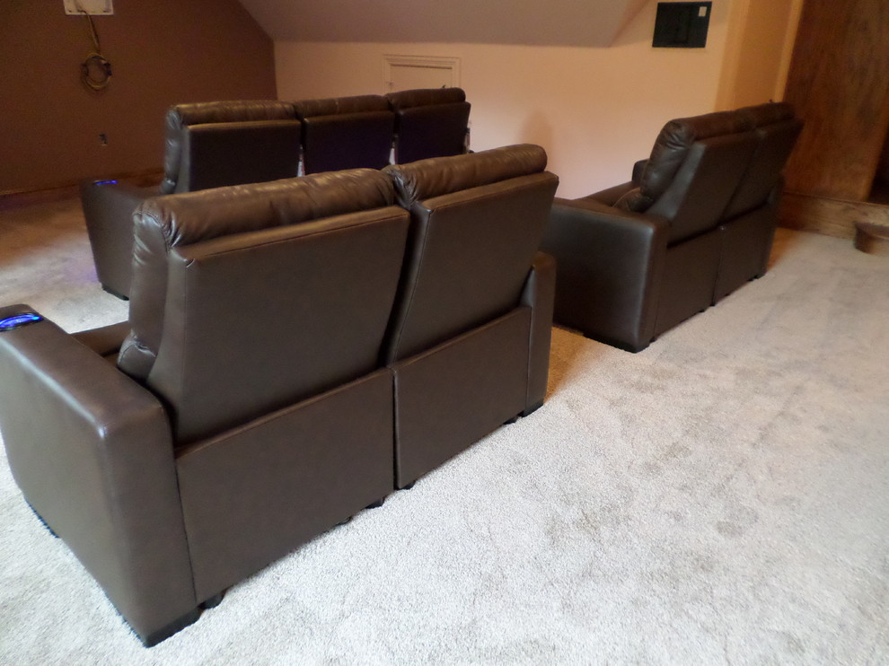 Inspiration for a small timeless enclosed home theater remodel in Other