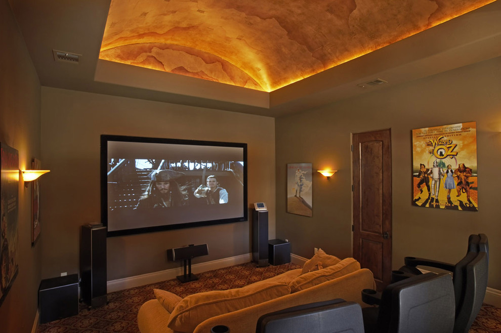 Tuscan home theater photo in Austin