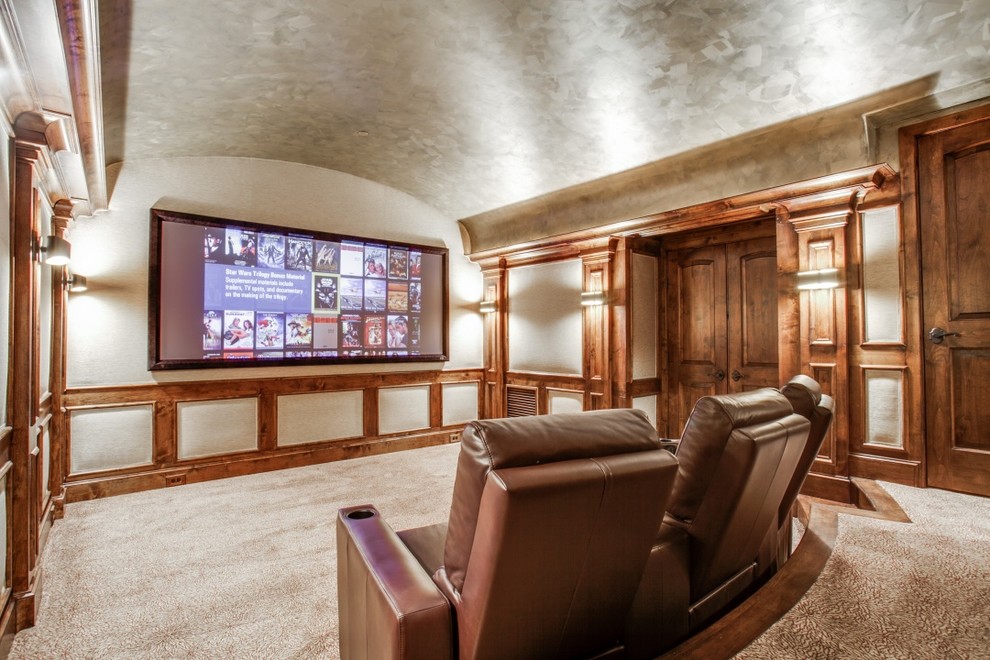 This is an example of a traditional home cinema in Dallas.