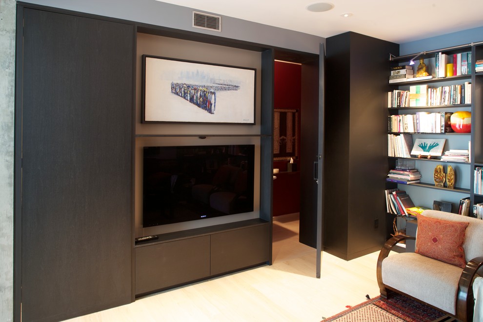 Inspiration for a contemporary home theater remodel in San Francisco