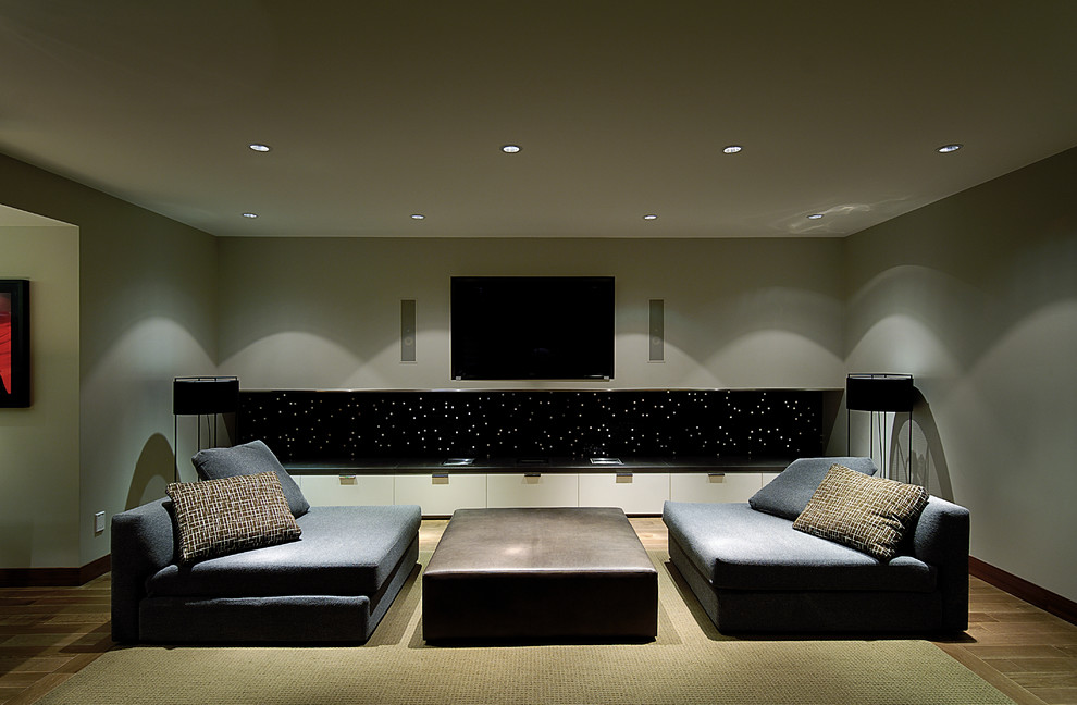 Trendy home theater photo in Vancouver