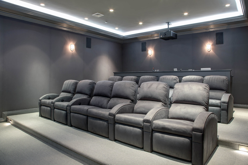 Photo of a traditional home cinema in New York.