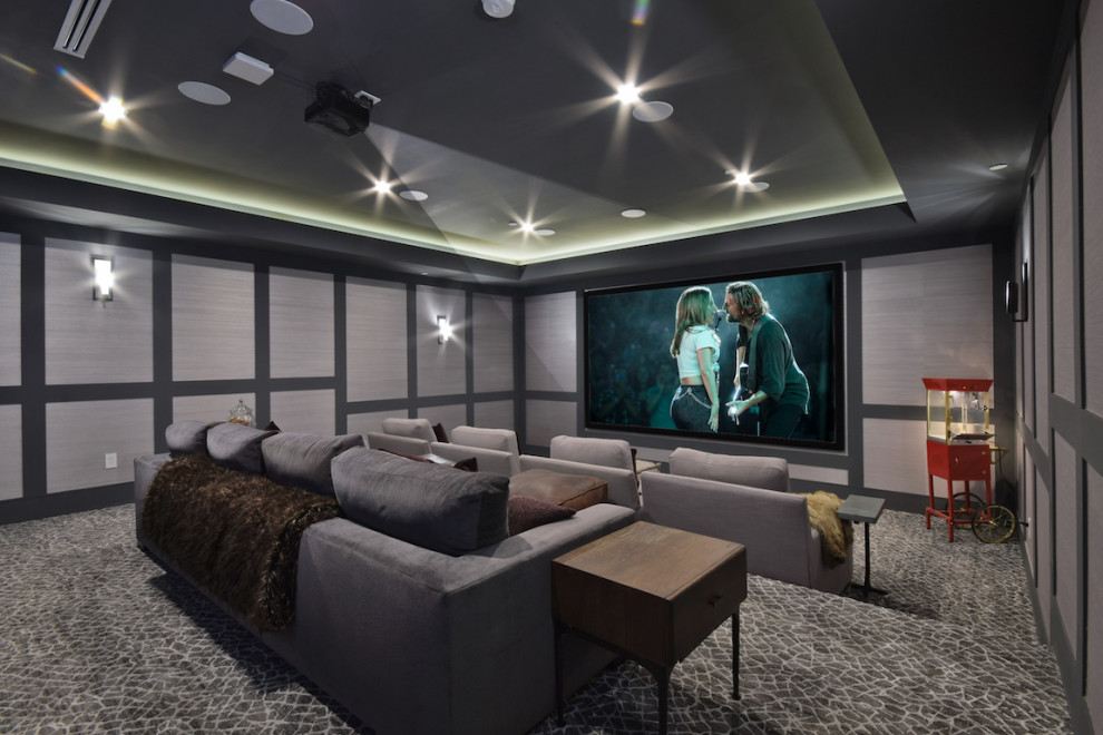Inspiration for a contemporary home cinema in Los Angeles.