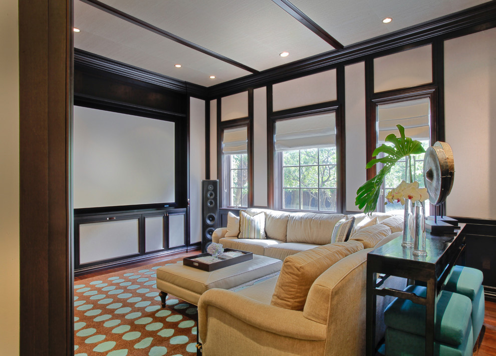 Example of a trendy home theater design in Miami