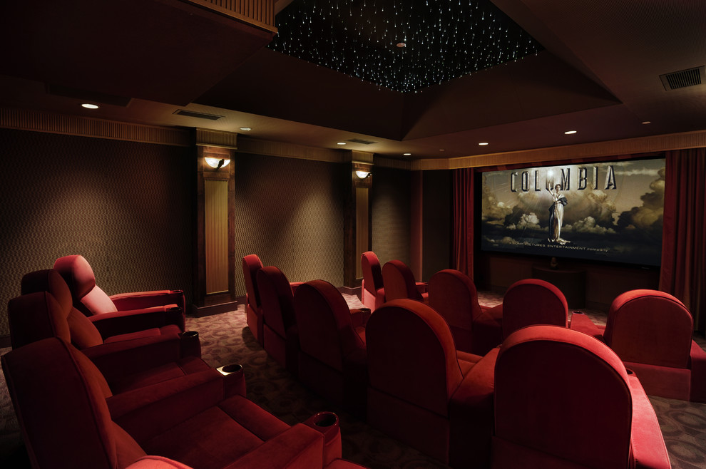 Inspiration for a bohemian home cinema in San Francisco.