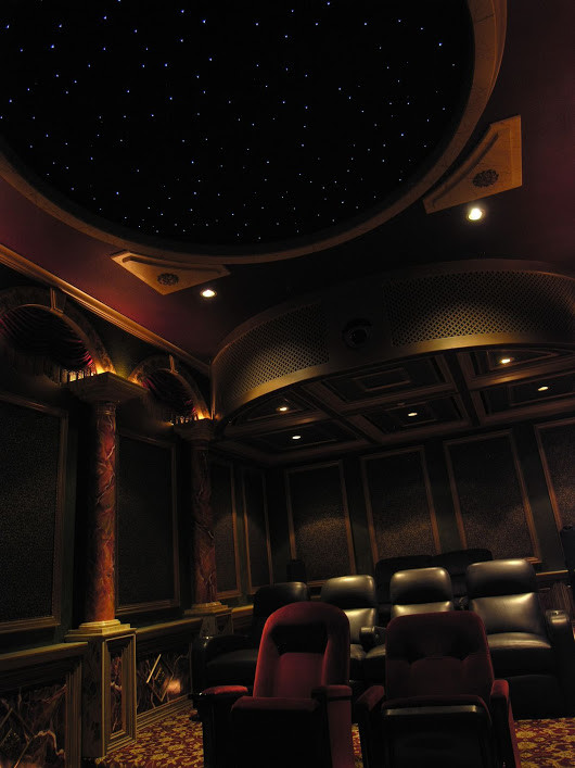 This is an example of a contemporary home cinema in San Diego.