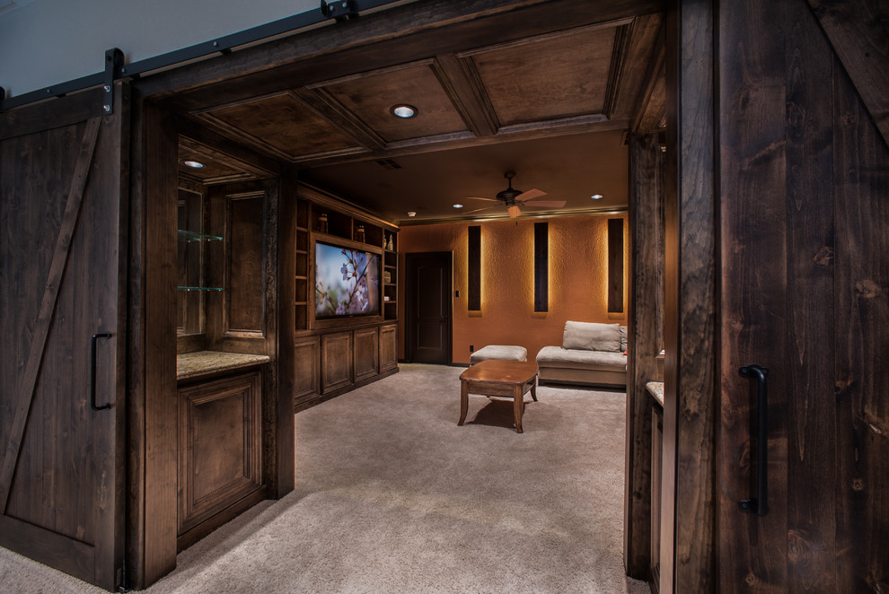 Rustic Media Room Rustic Home Theater Houston by Penberthy