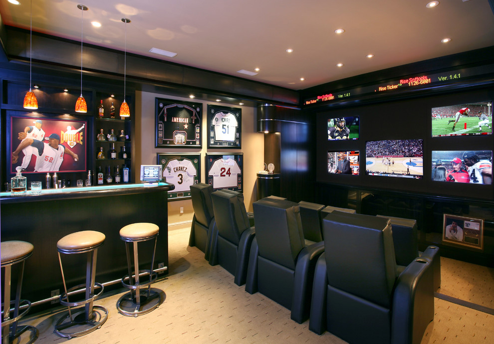 Trendy home theater photo in San Francisco