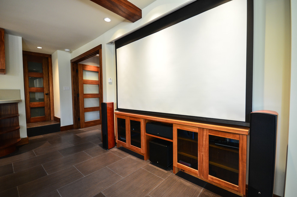 Inspiration for a modern home theater remodel in San Francisco