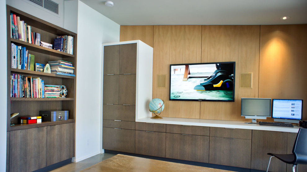 Example of a trendy home theater design in Los Angeles