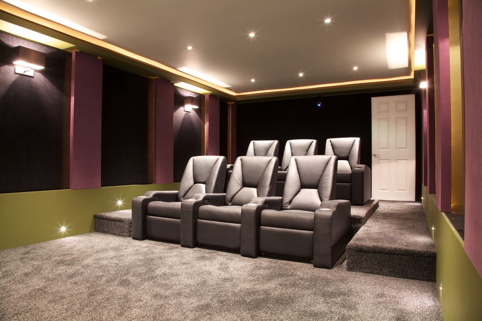 Home theater - contemporary home theater idea in Richmond