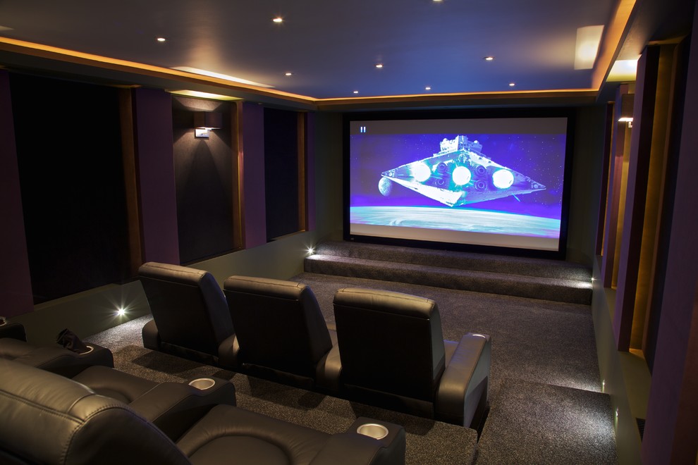 Home theater - contemporary home theater idea in Richmond