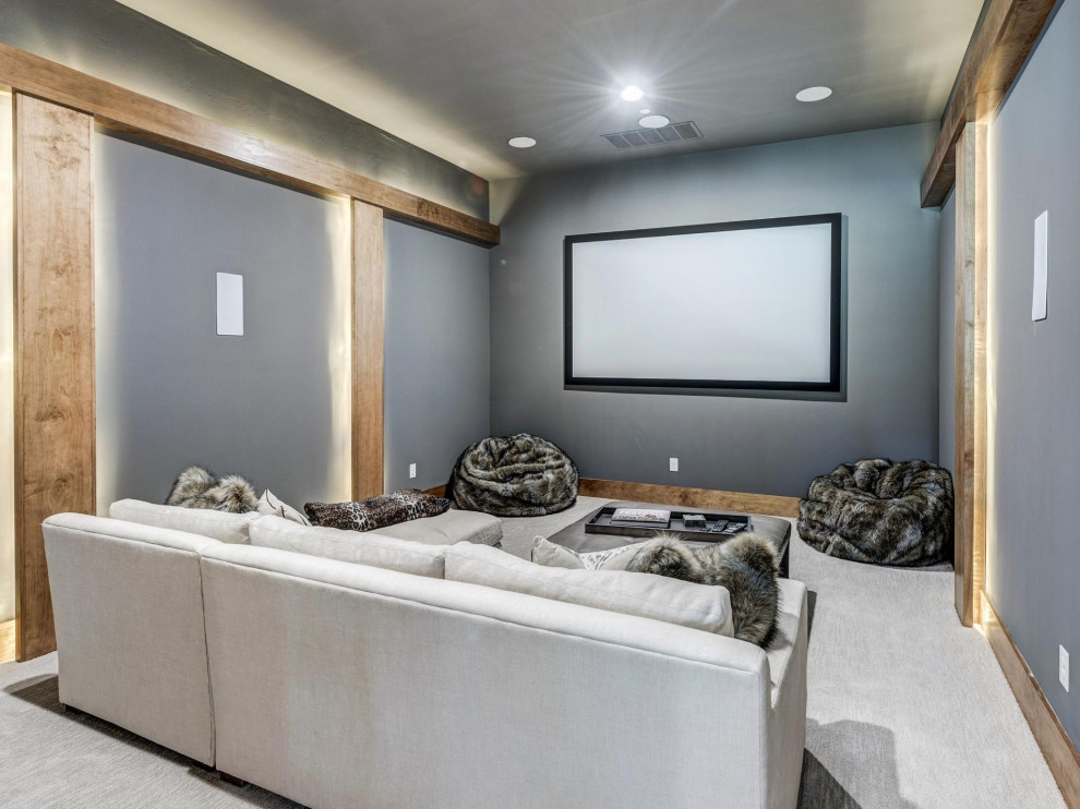 Inspiration for a traditional home cinema in Dallas.