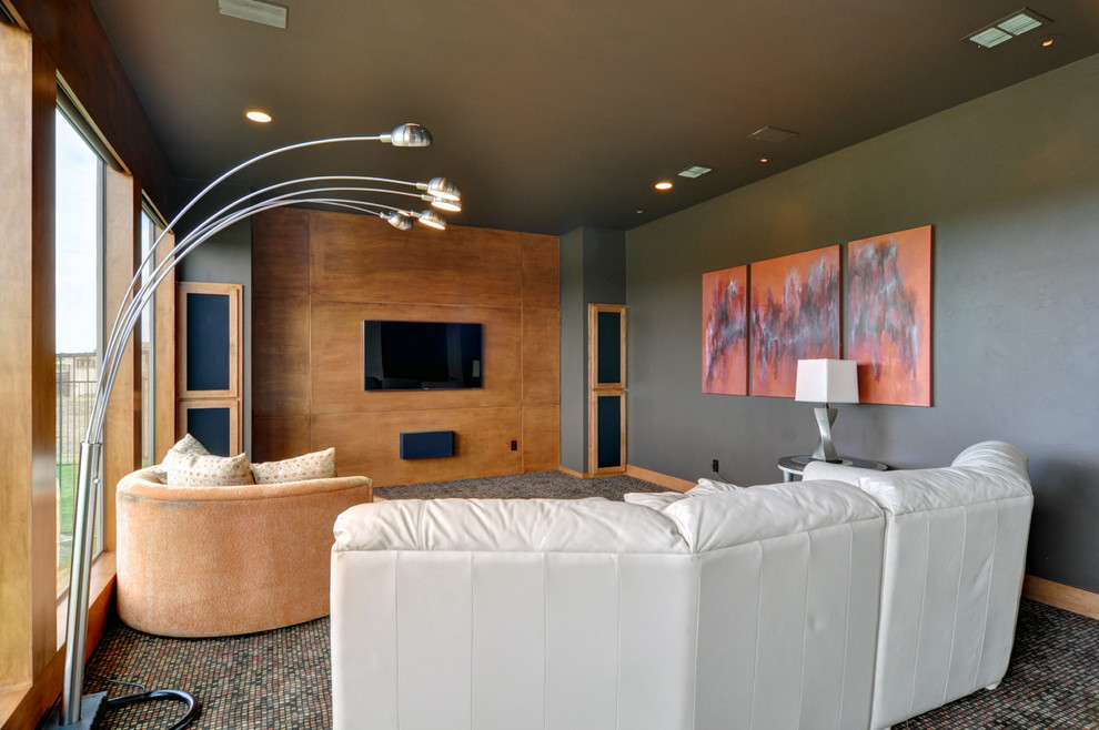 Spanish Colonial Modern Home Theater Dallas by Braswell Homes