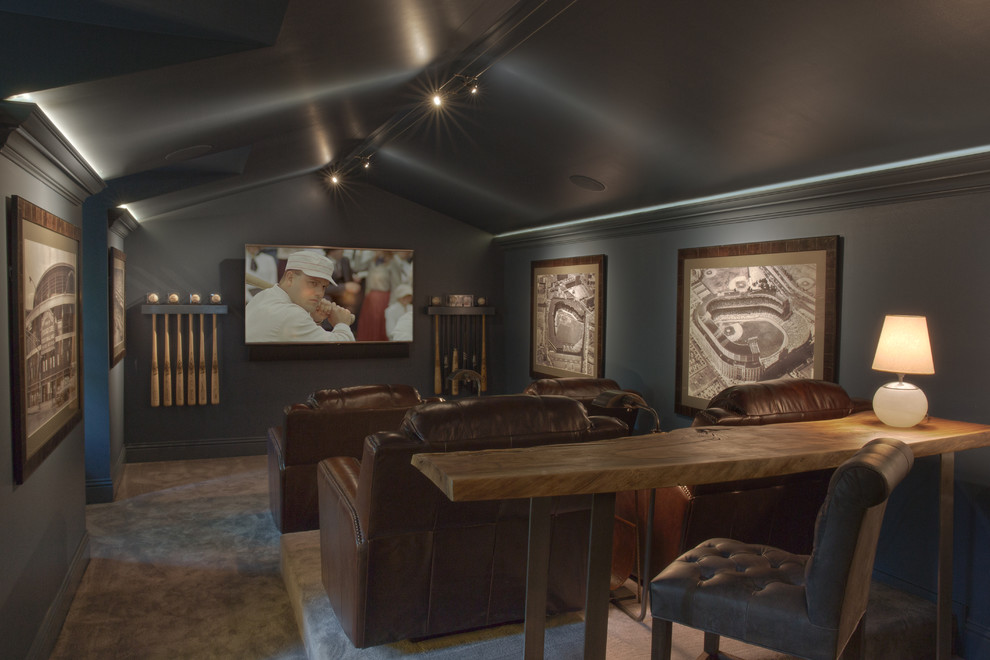 Inspiration for a transitional home theater remodel in Jacksonville