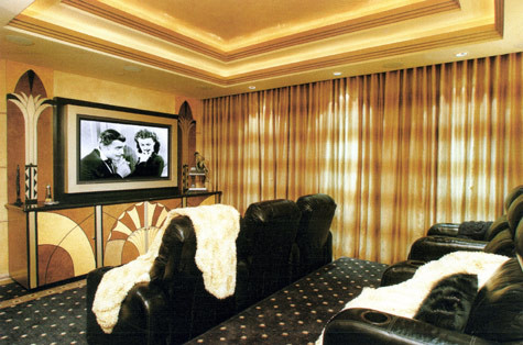 Home theater - transitional home theater idea in Los Angeles