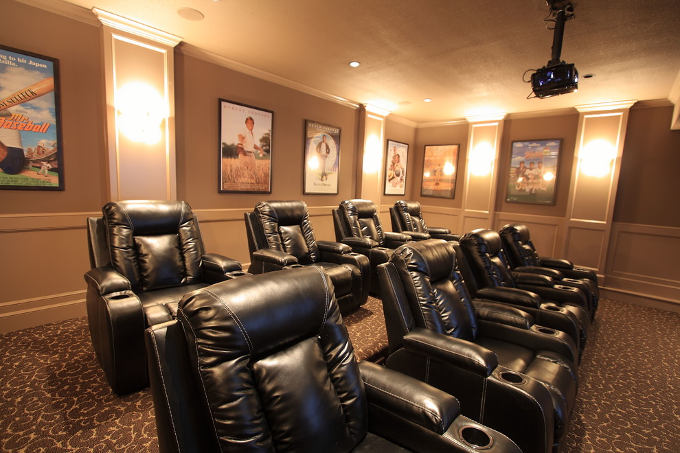 Split Level Redo Transitional Home Theater Kansas City by