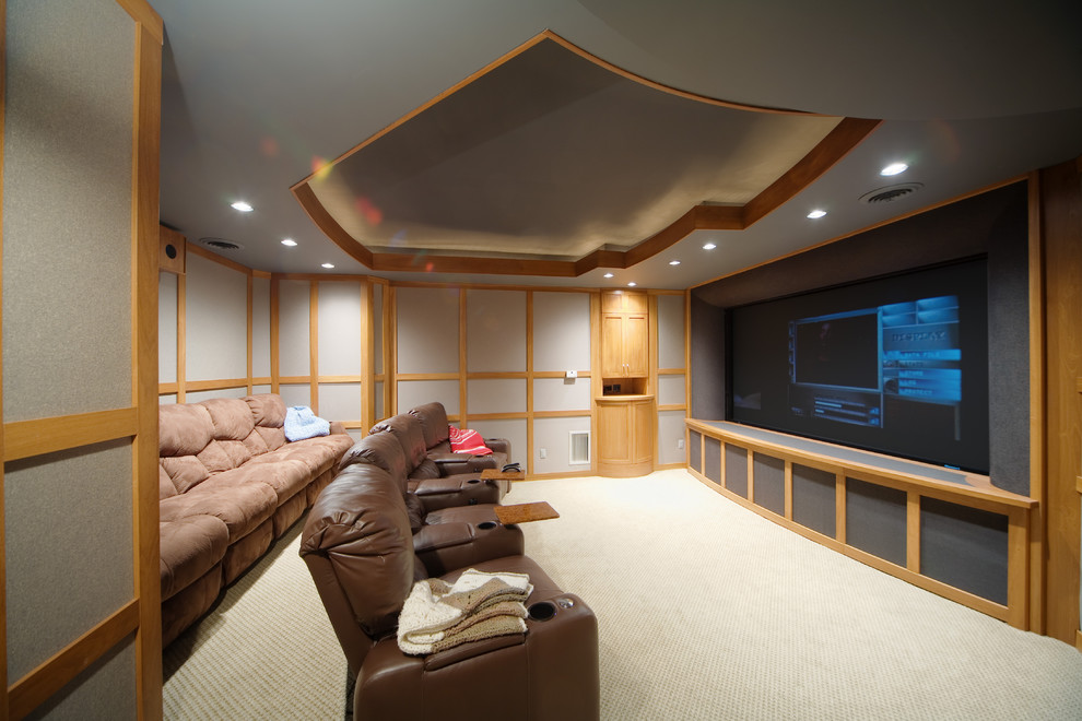 Trendy home theater photo in Detroit