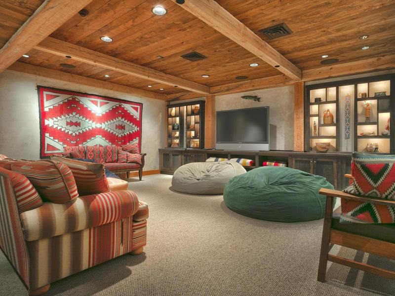 Example of a mountain style home theater design in Salt Lake City