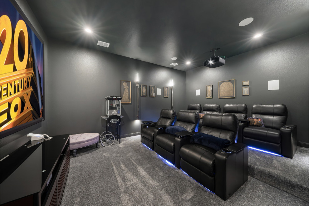 Inspiration for a mediterranean home theater remodel in Other