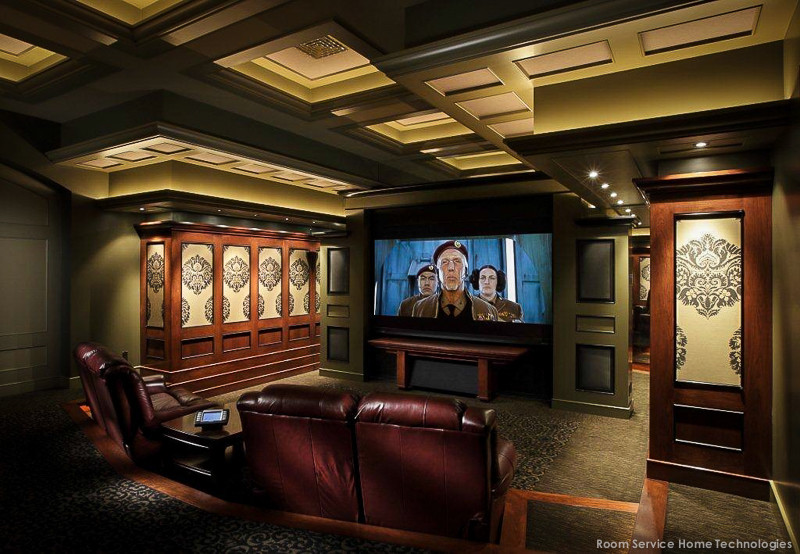 This is an example of a traditional home cinema in Portland.