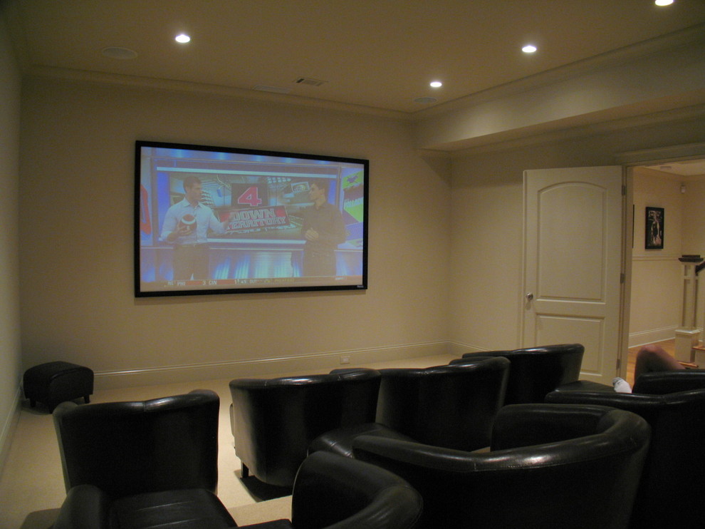 Inspiration for a timeless home theater remodel in Atlanta