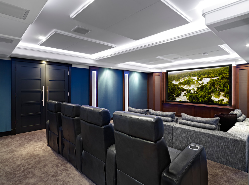 Home theater - traditional home theater idea in Edmonton